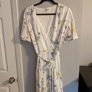 Lauren Conrad White Floral Faux Wrap Dress